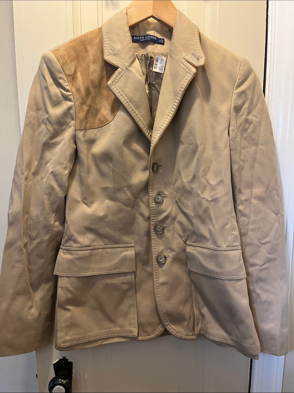 Ralph Lauren Beige/Tan Jacket with Suede Shoulder Women’s Jacket Size 2